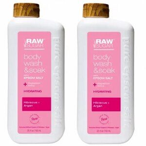 Raw Sugar Epsom Body Wash + Bath Soak – Hibiscus and Argan – 25 fl oz  2 bottles
